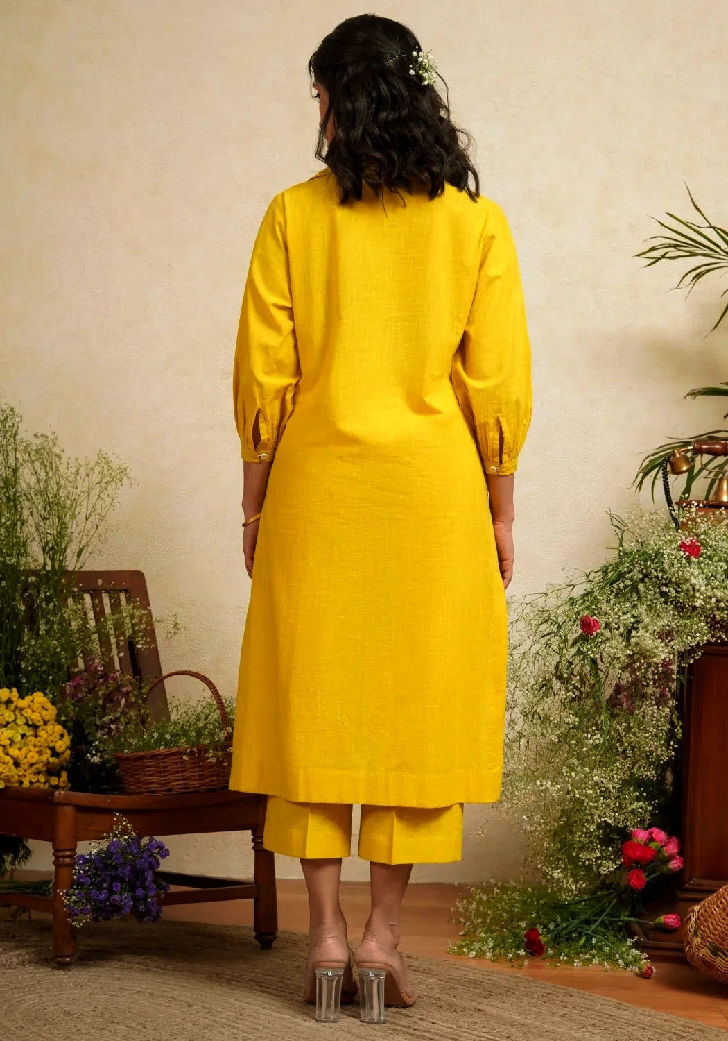 Women's Mustard Yellow Co-ord Set with Pintuck Work