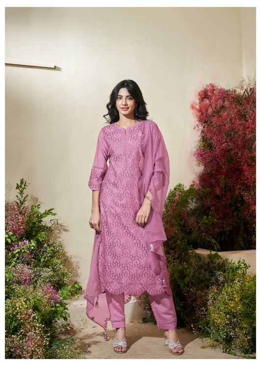 A-Line Pakistani Suit Set in Flamingo Pink